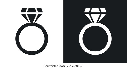 Diamond ring icon icons in black and white filled style