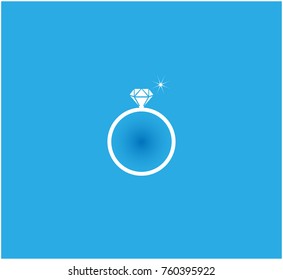 Diamond Ring Icon - Illustration,Blue background, sparkle,
Wedding , Engagement,Diamond, Metal, Jewelry, Circle