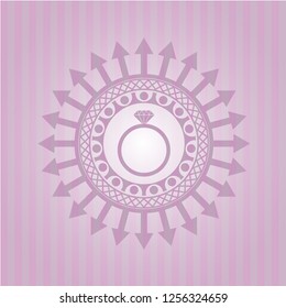 diamond ring icon inside badge with pink background
