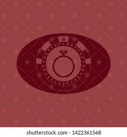 diamond ring icon inside badge with red background