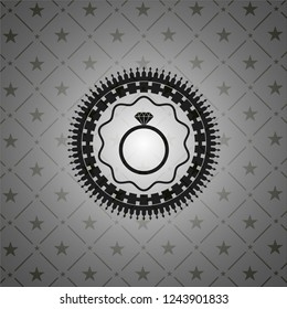 diamond ring icon inside black emblem. Vintage.