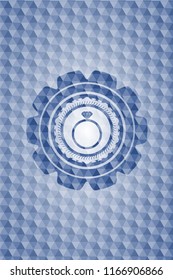 diamond ring icon inside blue emblem or badge with abstract geometric polygonal pattern background.