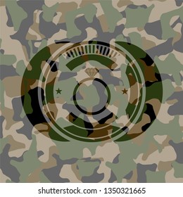 diamond ring icon inside camouflage texture