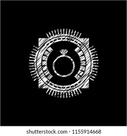 diamond ring icon inside chalk emblem