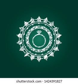 diamond ring icon inside chalk emblem