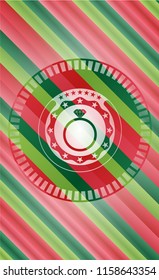 diamond ring icon inside christmas colors style badge.