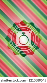diamond ring icon inside christmas emblem.