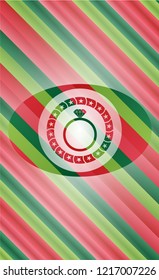 diamond ring icon inside christmas colors emblem.