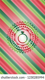 diamond ring icon inside christmas emblem background.