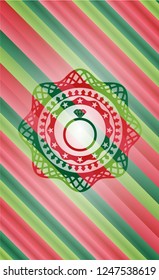 diamond ring icon inside christmas colors style badge.