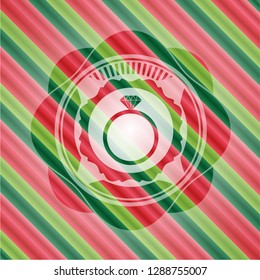 diamond ring icon inside christmas style emblem.