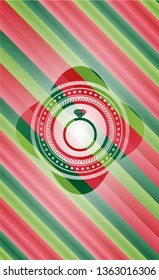 diamond ring icon inside christmas emblem.