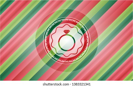 diamond ring icon inside christmas badge.