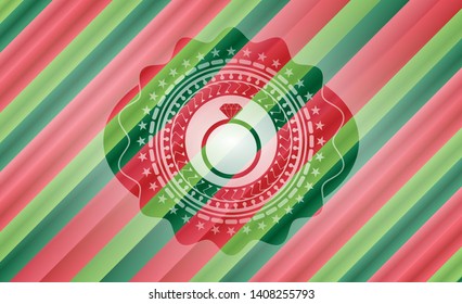 diamond ring icon inside christmas badge.
