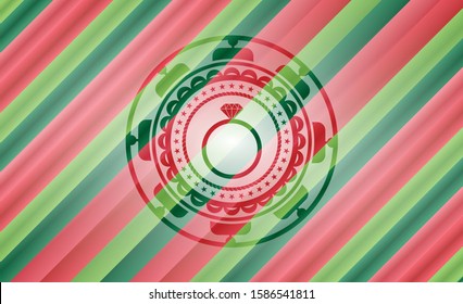 diamond ring icon inside christmas style badge..