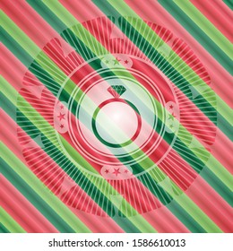 diamond ring icon inside christmas badge background.