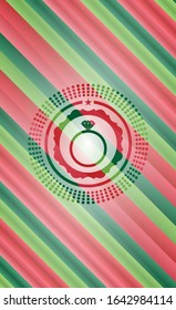Diamantring Symbol in den Weihnachtsfarben.