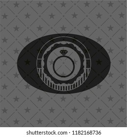diamond ring icon inside dark emblem. Retro