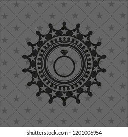 diamond ring icon inside dark emblem. Retro