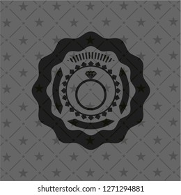 diamond ring icon inside dark emblem