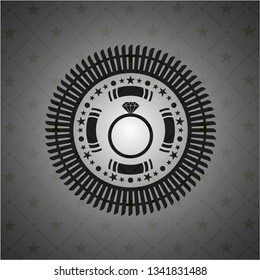 diamond ring icon inside dark emblem. Retro