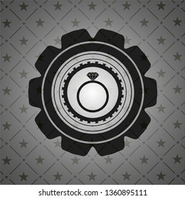 diamond ring icon inside dark emblem