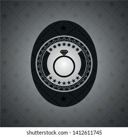 diamond ring icon inside dark emblem. Retro