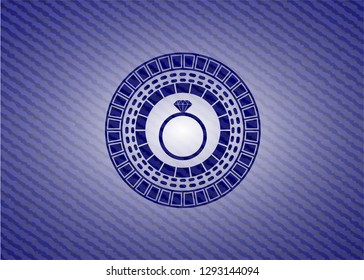 diamond ring icon inside denim background