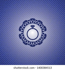 diamond ring icon inside denim background