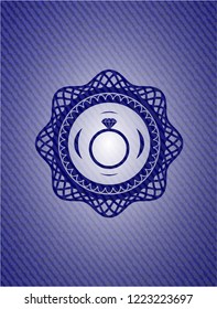 diamond ring icon inside emblem with jean high quality background