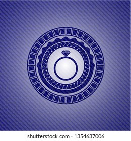 diamond ring icon inside emblem with jean high quality background