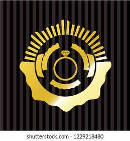 diamond ring icon inside gold badge