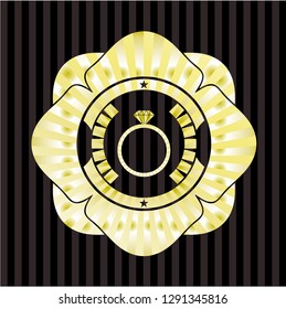 diamond ring icon inside gold shiny emblem