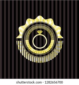 diamond ring icon inside golden emblem