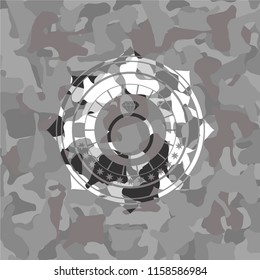 diamond ring icon inside grey camo texture