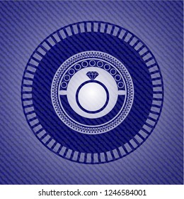 diamond ring icon inside jean background