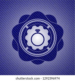 diamond ring icon inside jean background