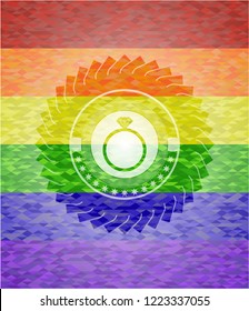 diamond ring icon inside lgbt colors emblem 