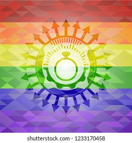 diamond ring icon inside lgbt colors emblem 