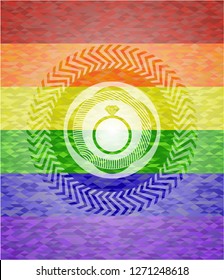 diamond ring icon inside lgbt colors emblem 