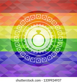 diamond ring icon inside lgbt colors emblem 