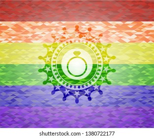 diamond ring icon inside lgbt colors emblem 