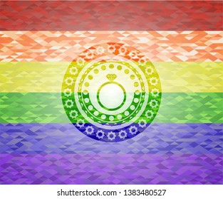 diamond ring icon inside lgbt colors emblem 