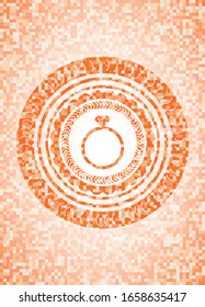 diamond ring icon inside orange tile background illustration. Square geometric mosaic seamless pattern with emblem inside.