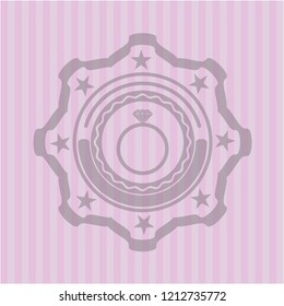 diamond ring icon inside realistic pink emblem