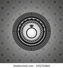 diamond ring icon inside realistic black emblem