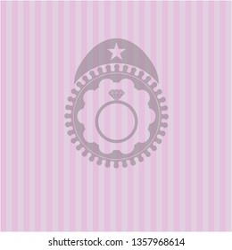 diamond ring icon inside realistic pink emblem