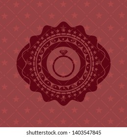 diamond ring icon inside realistic red emblem