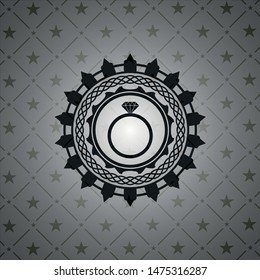 diamond ring icon inside realistic dark emblem