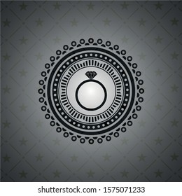 diamond ring icon inside realistic black emblem